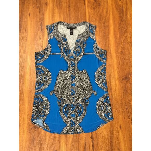 NWOT! International Concepts Sleeveless Blouse - Small - Blue & Black - Picture 1 of 4